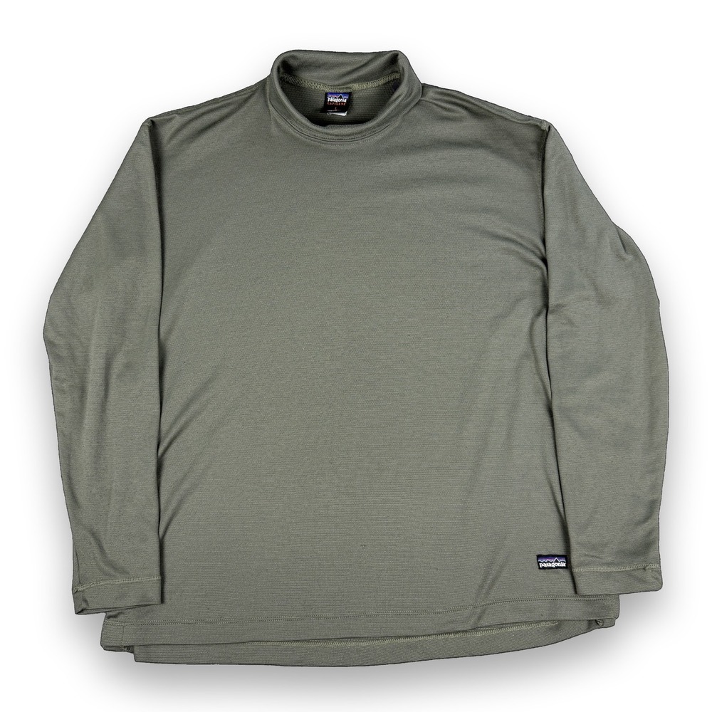 Vintage 90s Patagonia Capilene Mock Neck Pullover Mens L Olive Green Made In USA